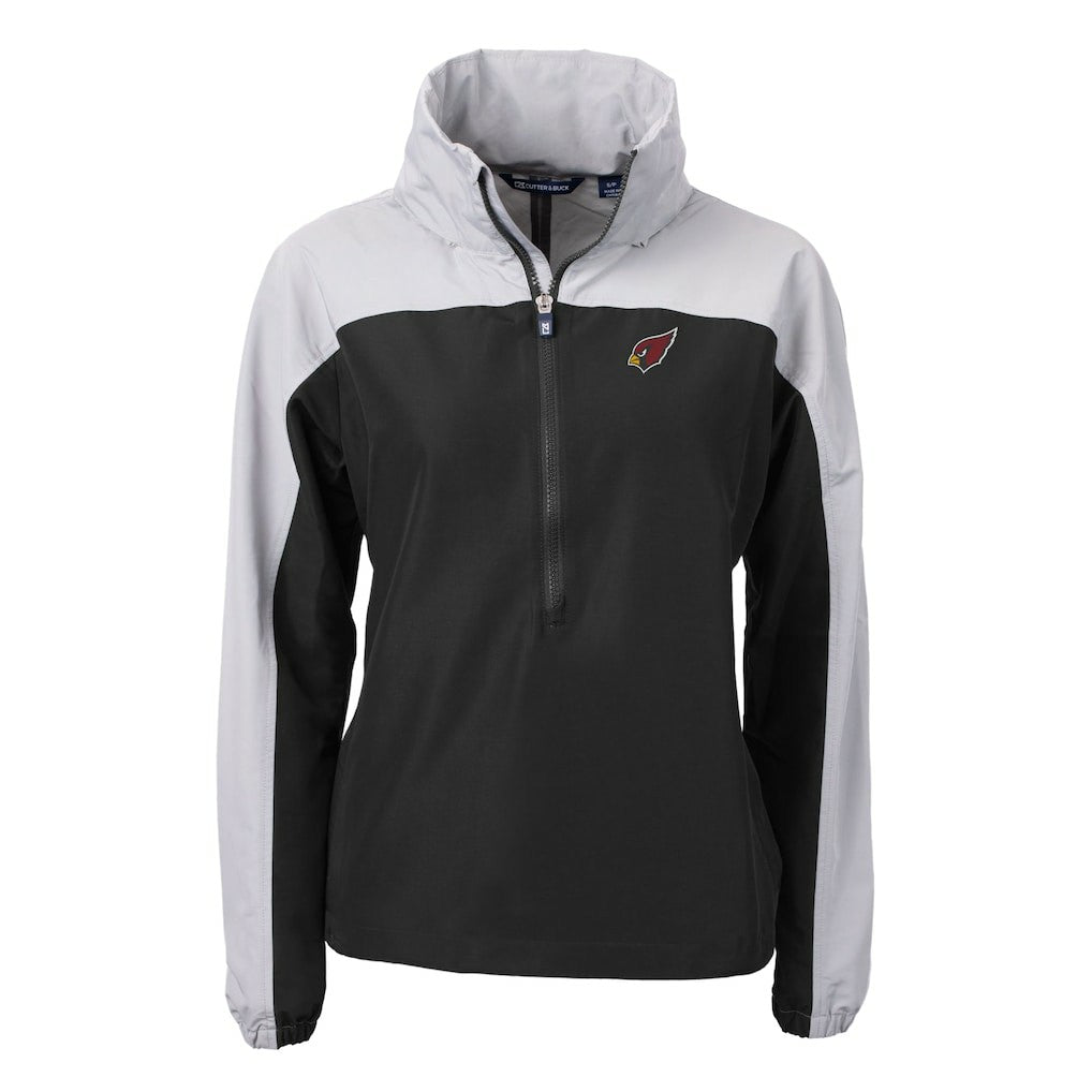 Arizona Cardinals Cutter & Buck Women's Charter Eco Recycled Half-Zip Hooded Anorak Jacket - Black - NFL