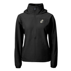 New Orleans Saints Cutter & Buck Women's Charter Eco Recycled Half-Zip Hooded Anorak Jacket - Black - NFL