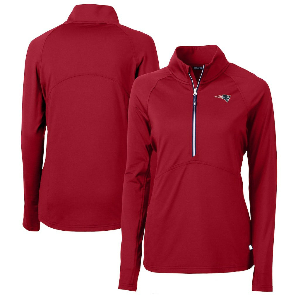 New England Patriots Cutter & Buck Women's Adapt Eco Knit Stretch Recycled Raglan Half-Zip Top - Red - NFL