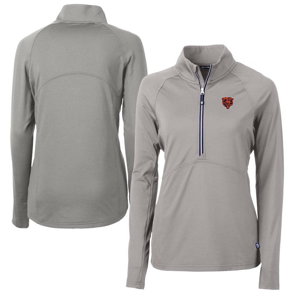 Chicago Bears Cutter & Buck Women's Adapt Eco Knit Stretch Recycled Raglan Half-Zip Top - Gray - NFL