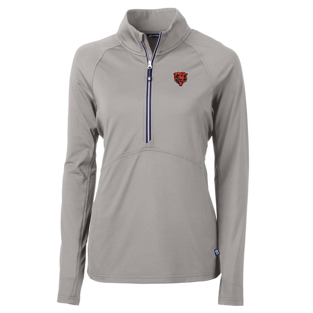 Chicago Bears Cutter & Buck Women's Adapt Eco Knit Stretch Recycled Raglan Half-Zip Top - Gray - NFL