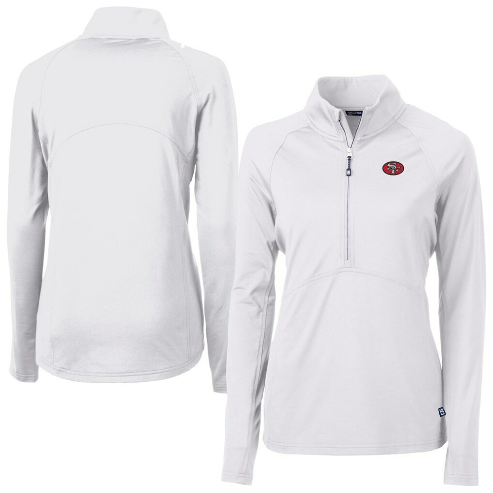 San Francisco 49ers Cutter & Buck Women's Adapt Eco Knit Stretch Recycled Raglan Half-Zip Top - White - NFL