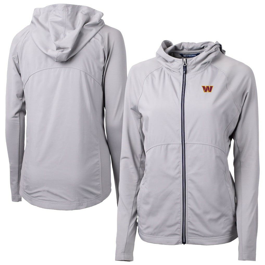 Washington Commanders Cutter & Buck Women's Primary Adapt Eco Knit Hybrid Recycled Full-Zip Jacket - Gray - NFL