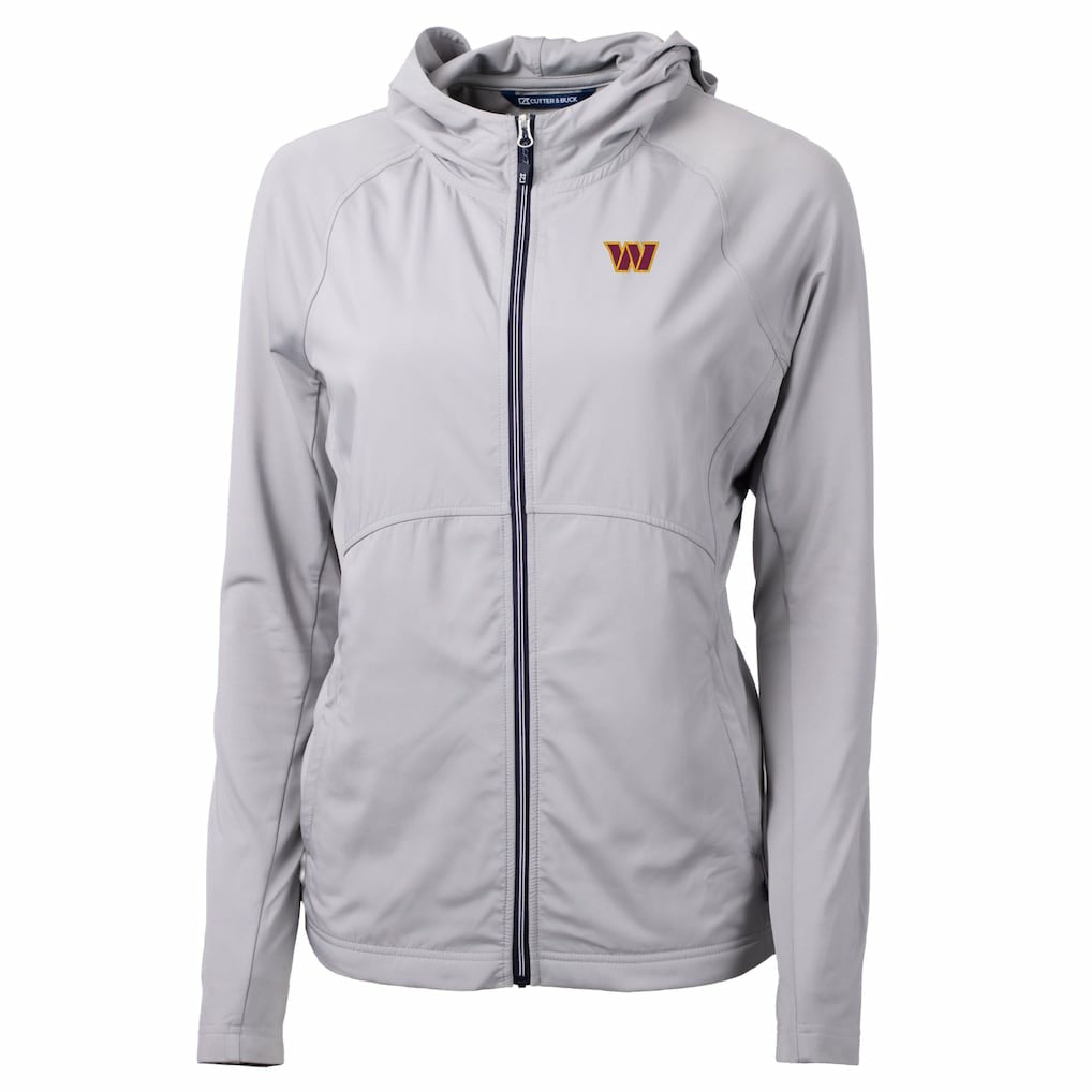 Washington Commanders Cutter & Buck Women's Primary Adapt Eco Knit Hybrid Recycled Full-Zip Jacket - Gray - NFL