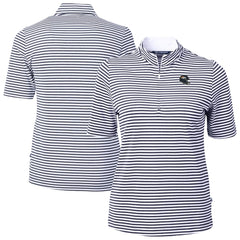Denver Broncos Cutter & Buck Women's Virtue Eco Pique Stripe Recycled Quarter-Zip Top - Navy - NFL