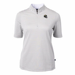 Jacksonville Jaguars Cutter & Buck Women's Virtue Eco Pique Stripe Recycled Quarter-Zip Top - Gray - NFL