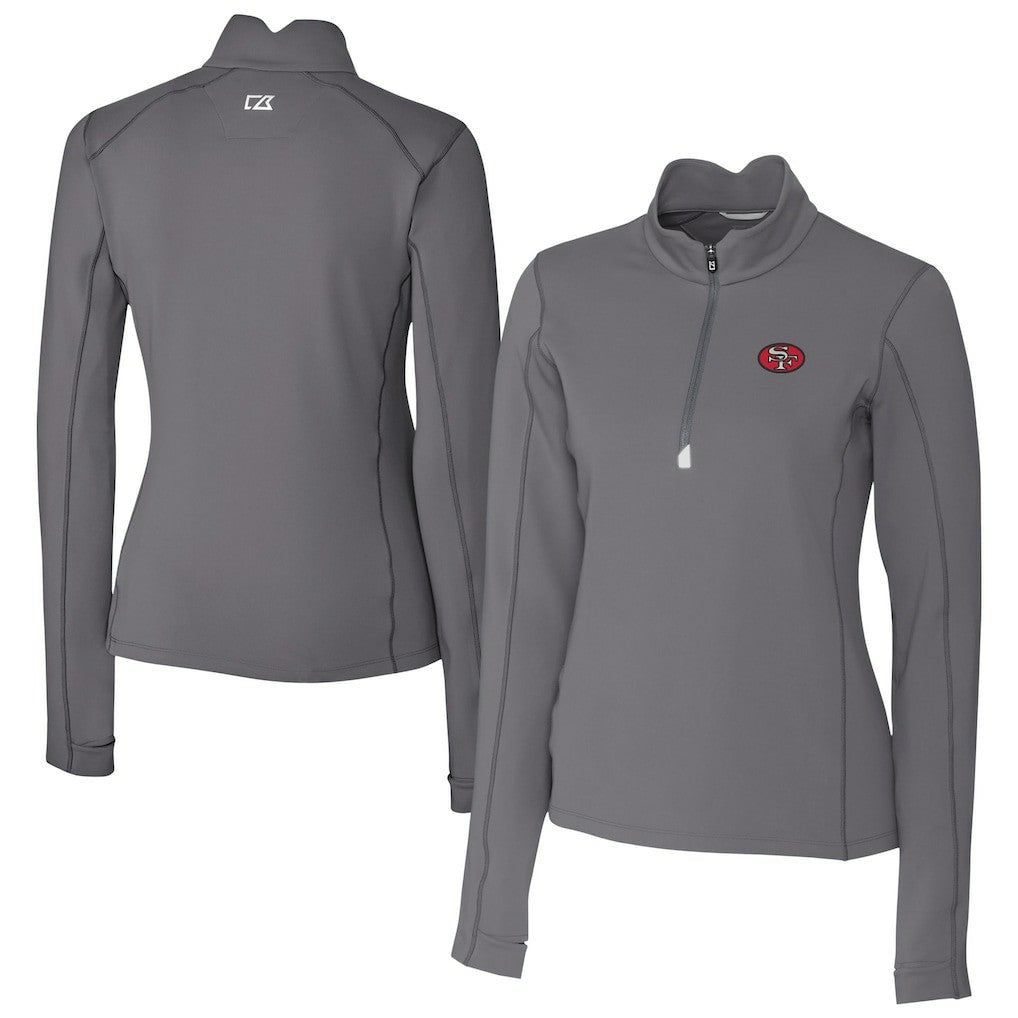 San Francisco 49ers Cutter & Buck Women's Traverse Stretch Quarter-Zip Pullover Top - Gray - NFL
