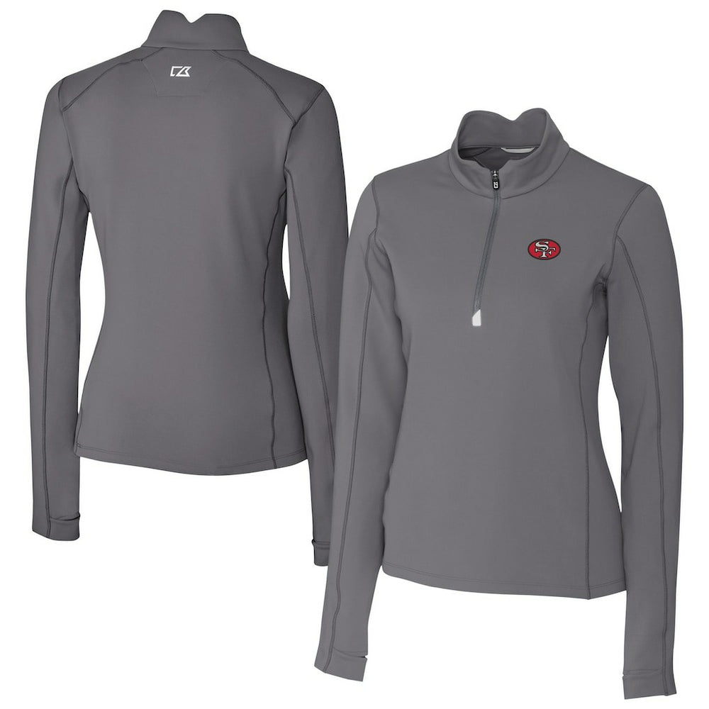 San Francisco 49ers Cutter & Buck Women's Traverse Stretch Quarter-Zip Pullover Top - Gray - NFL