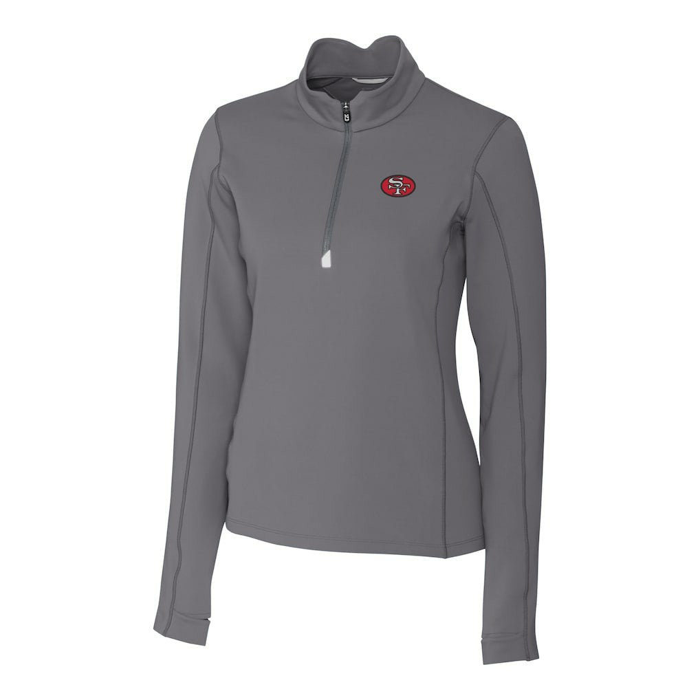 San Francisco 49ers Cutter & Buck Women's Traverse Stretch Quarter-Zip Pullover Top - Gray - NFL
