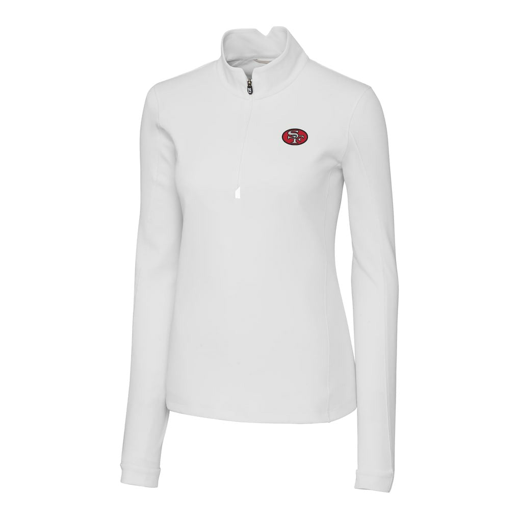San Francisco 49ers Cutter & Buck Women's Traverse Stretch Quarter-Zip Pullover Top - White - NFL