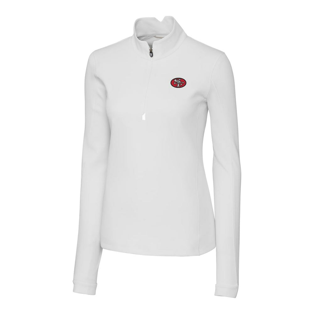 San Francisco 49ers Cutter & Buck Women's Traverse Stretch Quarter-Zip Pullover Top - White - NFL