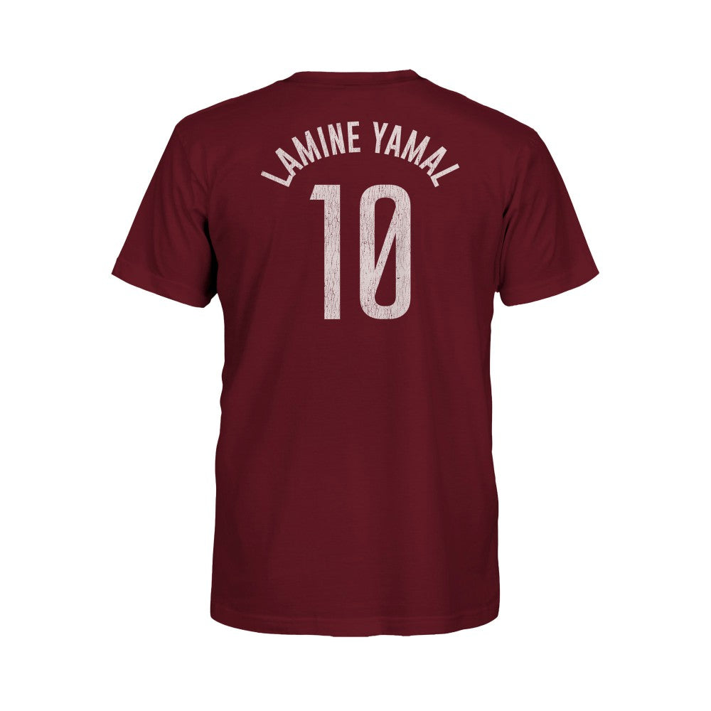 Lamine Yamal Barcelona 1863FC Youth Player Name & Number T-Shirt Maroon