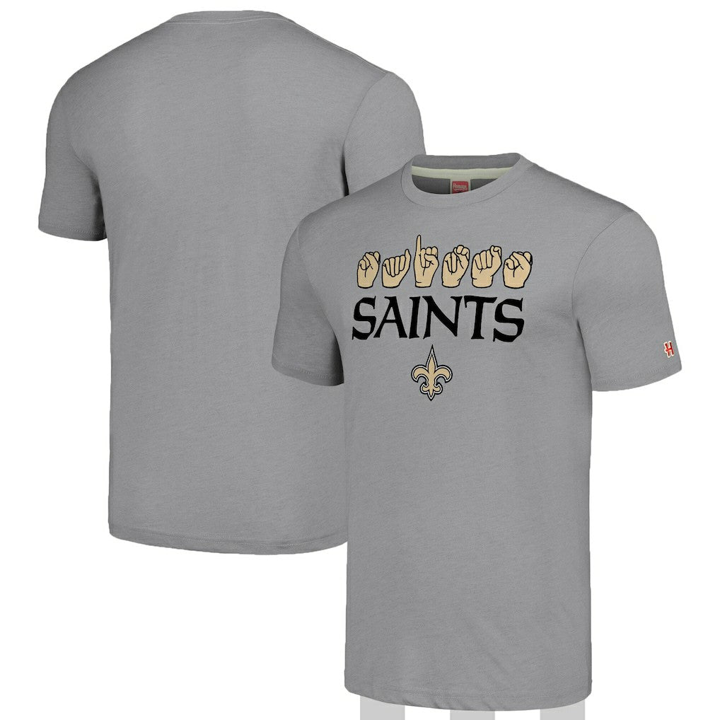 New Orleans Saints Homage Unisex The NFL ASL Collection by Love Sign American Sign Language T-Shirt - Grey - NFL