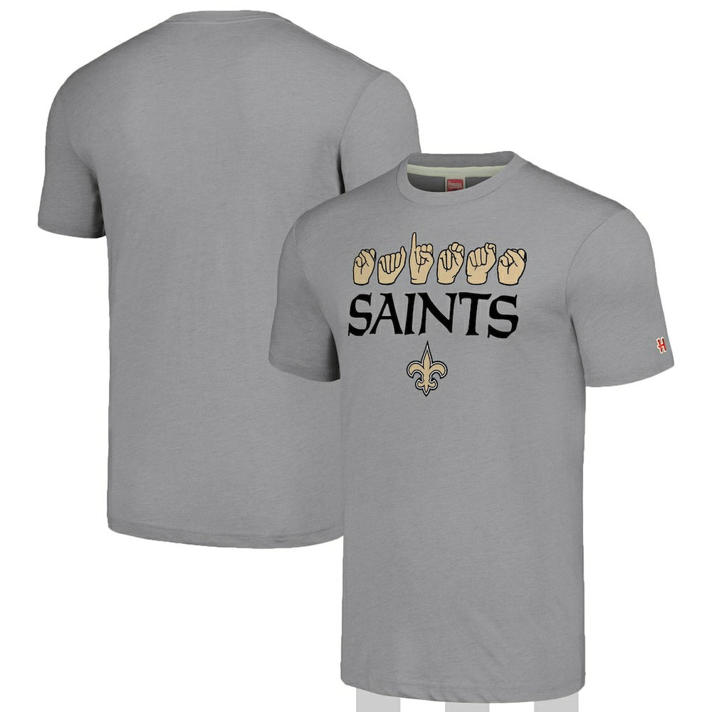 New Orleans Saints Homage Unisex The NFL ASL Collection by Love Sign American Sign Language T-Shirt - Grey - NFL