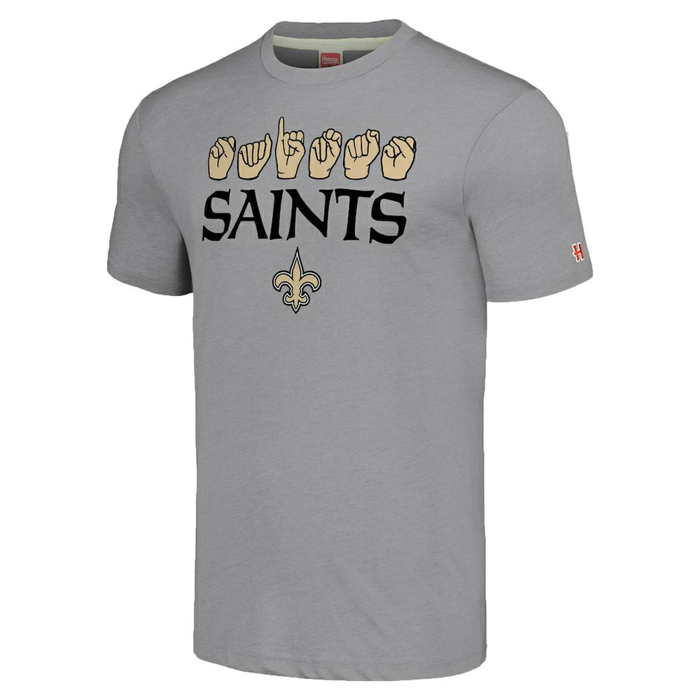 New Orleans Saints Homage Unisex The NFL ASL Collection by Love Sign American Sign Language T-Shirt - Grey - NFL