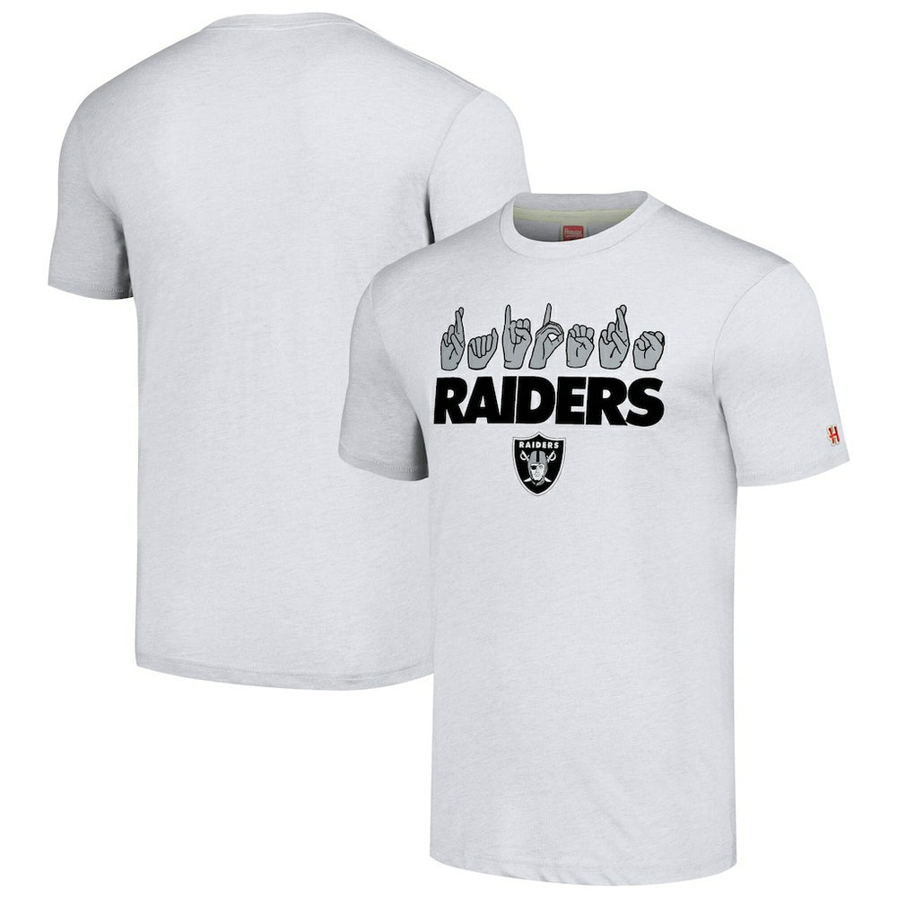 Las Vegas Raiders Homage Unisex The NFL ASL Collection by Love Sign American Sign Language T-Shirt - Ash - NFL
