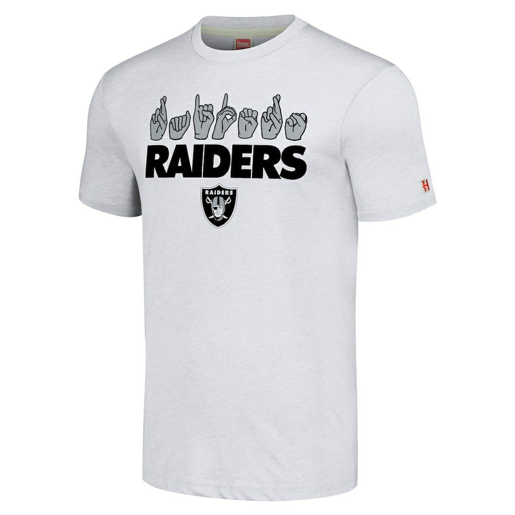 Las Vegas Raiders Homage Unisex The NFL ASL Collection by Love Sign American Sign Language T-Shirt - Ash - NFL