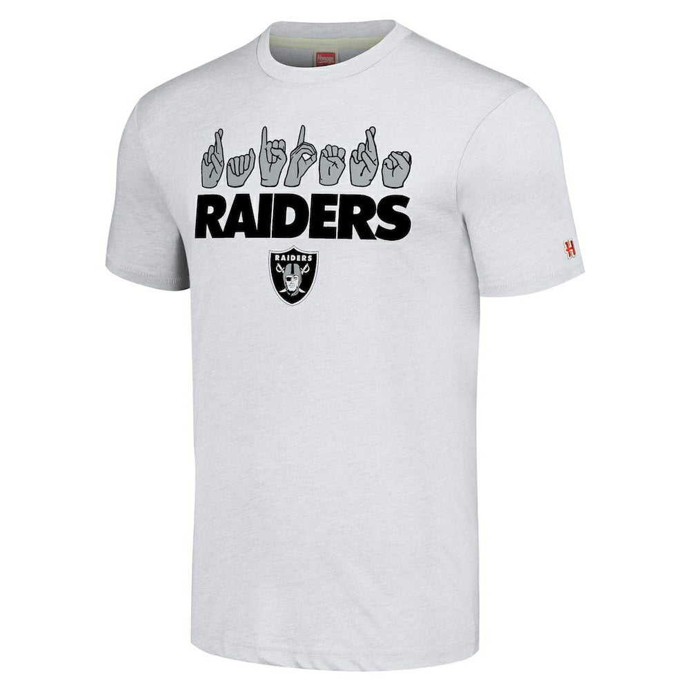 Las Vegas Raiders Homage Unisex The NFL ASL Collection by Love Sign American Sign Language T-Shirt - Ash - NFL