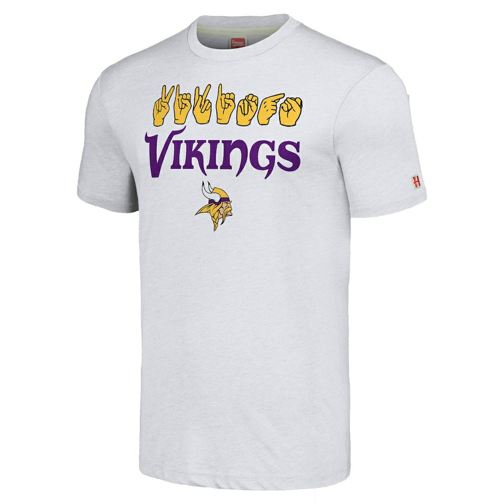 Minnesota Vikings Homage Unisex The NFL ASL Collection by Love Sign American Sign Language T-Shirt - Ash - NFL