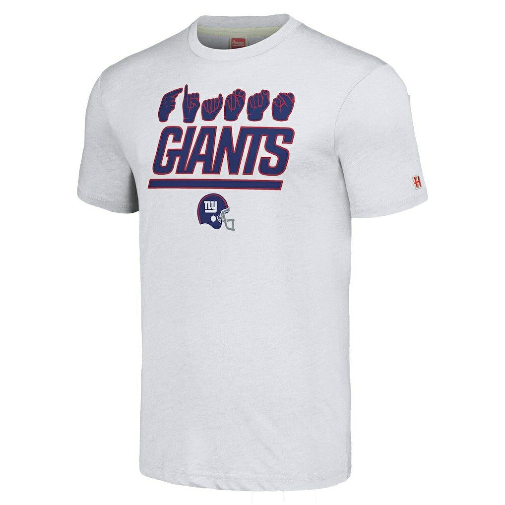 New York Giants Homage Unisex The NFL ASL Collection by Love Sign American Sign Language T-Shirt - Ash - NFL