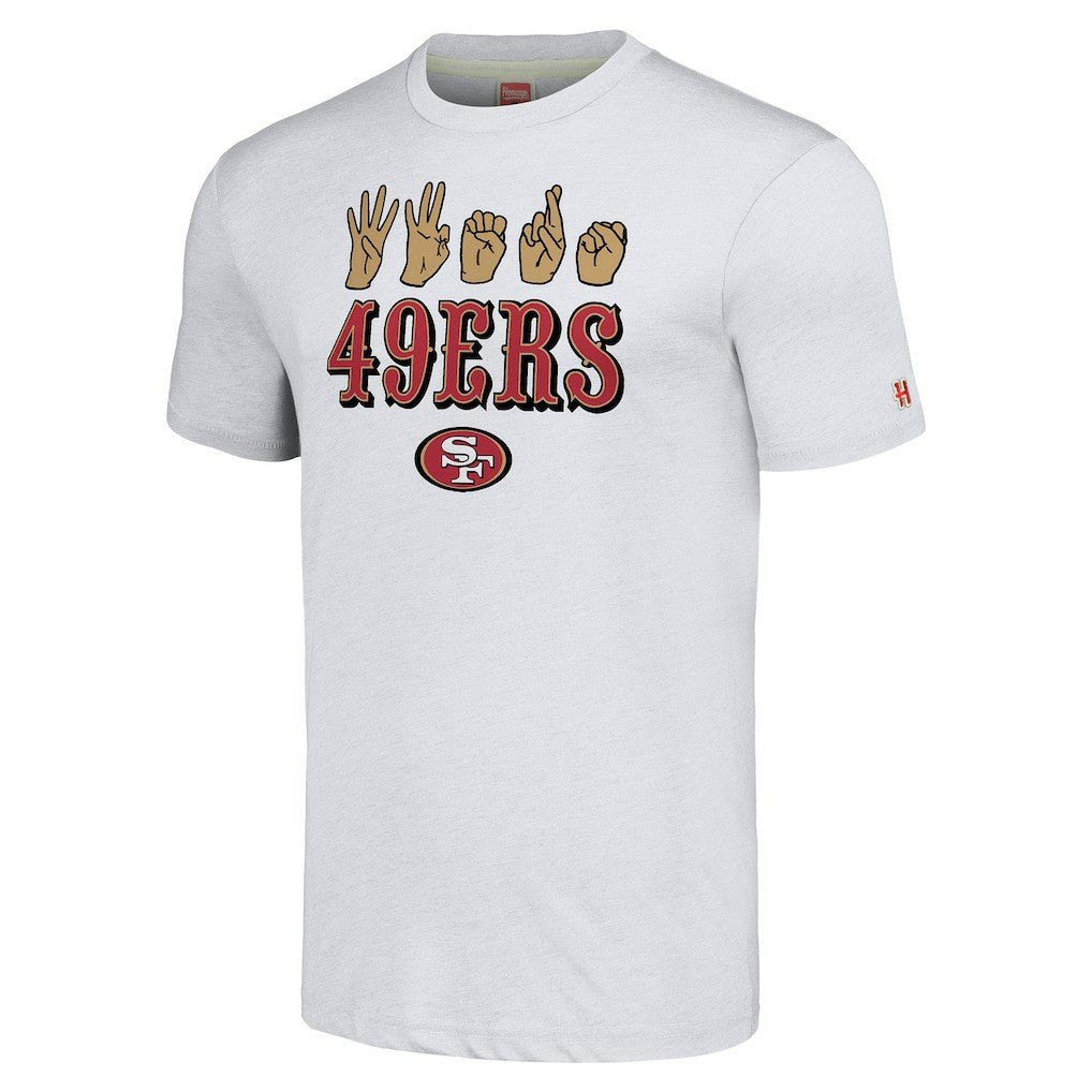 San Francisco 49ers Homage Unisex The NFL ASL Collection by Love Sign American Sign Language T-Shirt - Ash - NFL