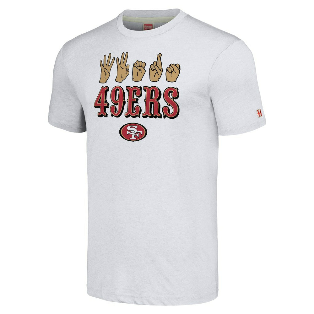 San Francisco 49ers Homage Unisex The NFL ASL Collection by Love Sign American Sign Language T-Shirt - Ash - NFL