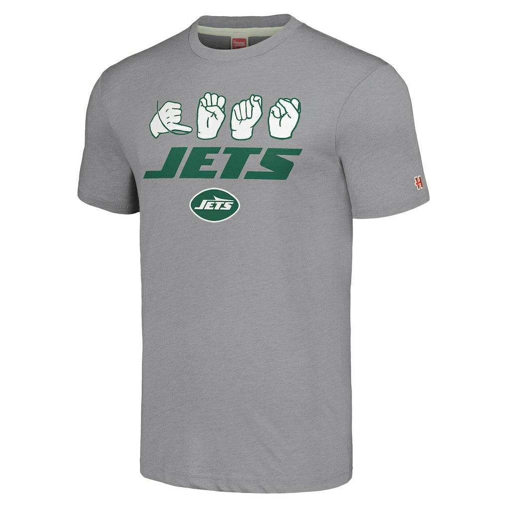 New York Jets Homage Unisex The NFL ASL Collection by Love Sign American Sign Language T-Shirt - Grey - NFL