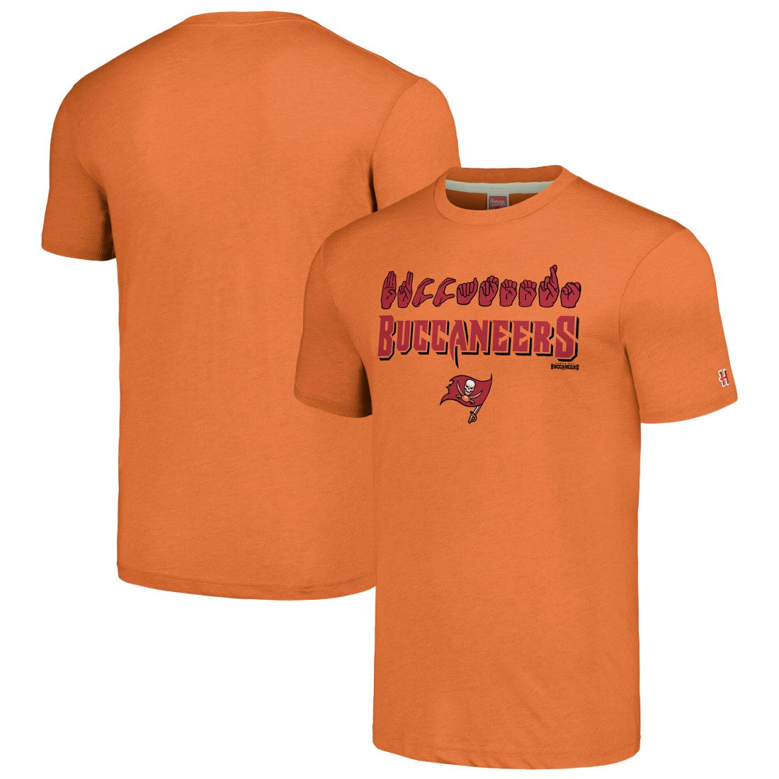 Tampa Bay Buccaneers Homage Unisex The NFL ASL Collection by Love Sign American Sign Language T-Shirt - Orange - NFL