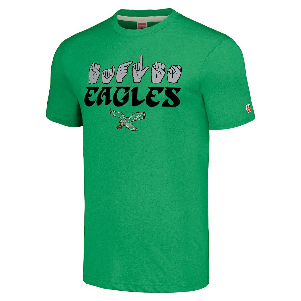 Philadelphia Eagles Homage Unisex The NFL ASL Collection by Love Sign American Sign Language T-Shirt - Green - NFL