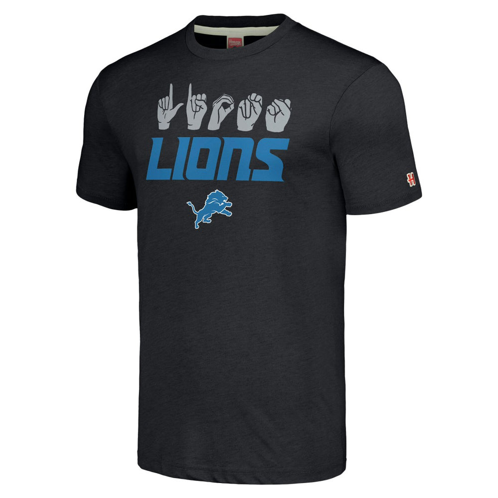 Detroit Lions Homage Unisex The NFL ASL Collection by Love Sign American Sign Language T-Shirt - Charcoal - NFL