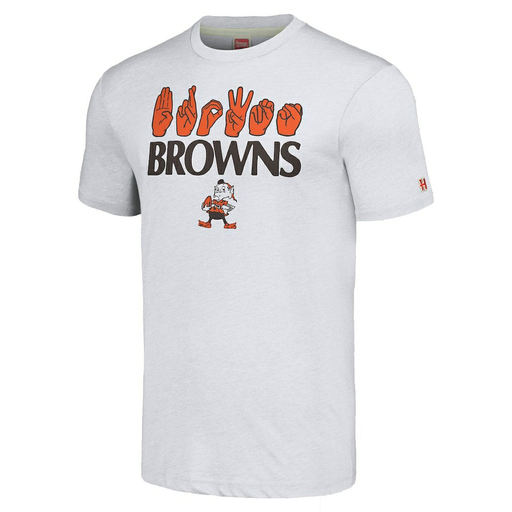 Cleveland Browns Homage Unisex The NFL ASL Collection by Love Sign American Sign Language T-Shirt - Ash - NFL