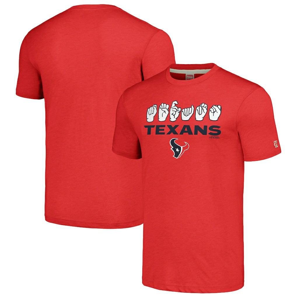 Houston Texans Homage Unisex The NFL ASL Collection by Love Sign American Sign Language T-Shirt - Red - NFL