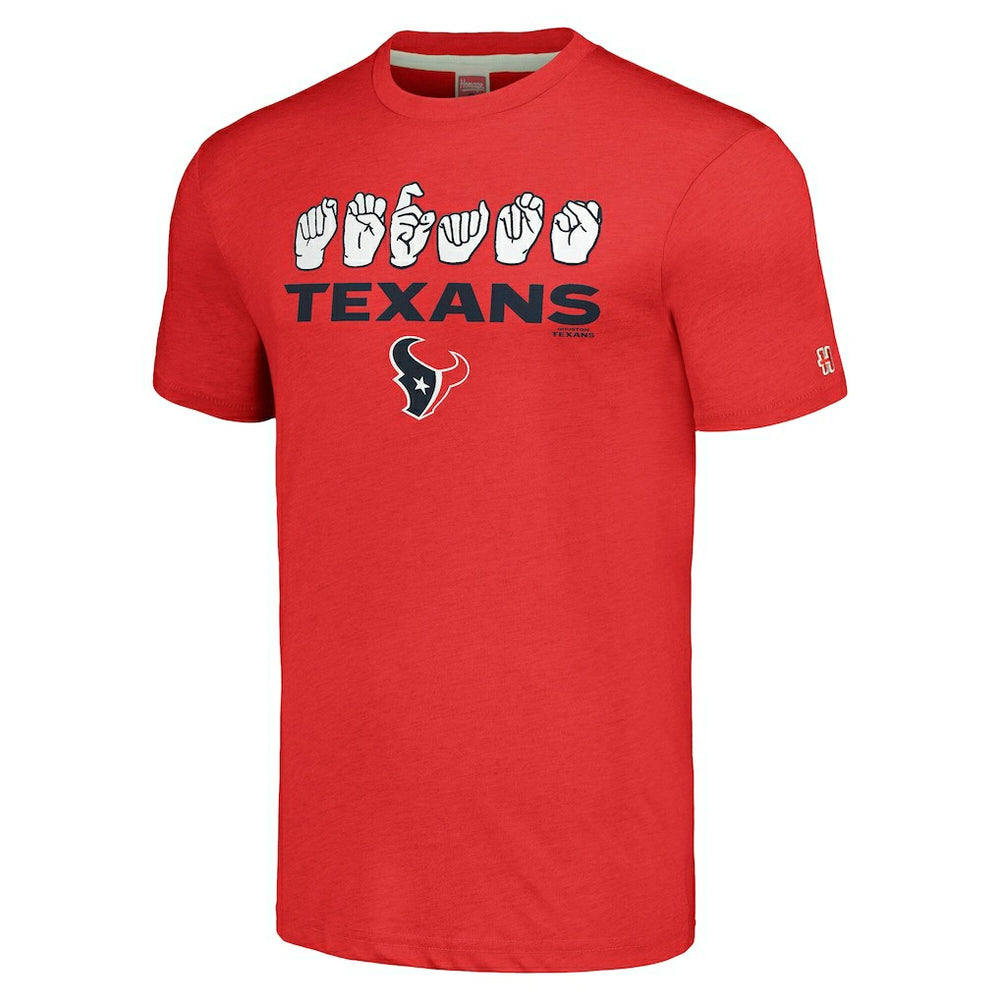 Houston Texans Homage Unisex The NFL ASL Collection by Love Sign American Sign Language T-Shirt - Red - NFL