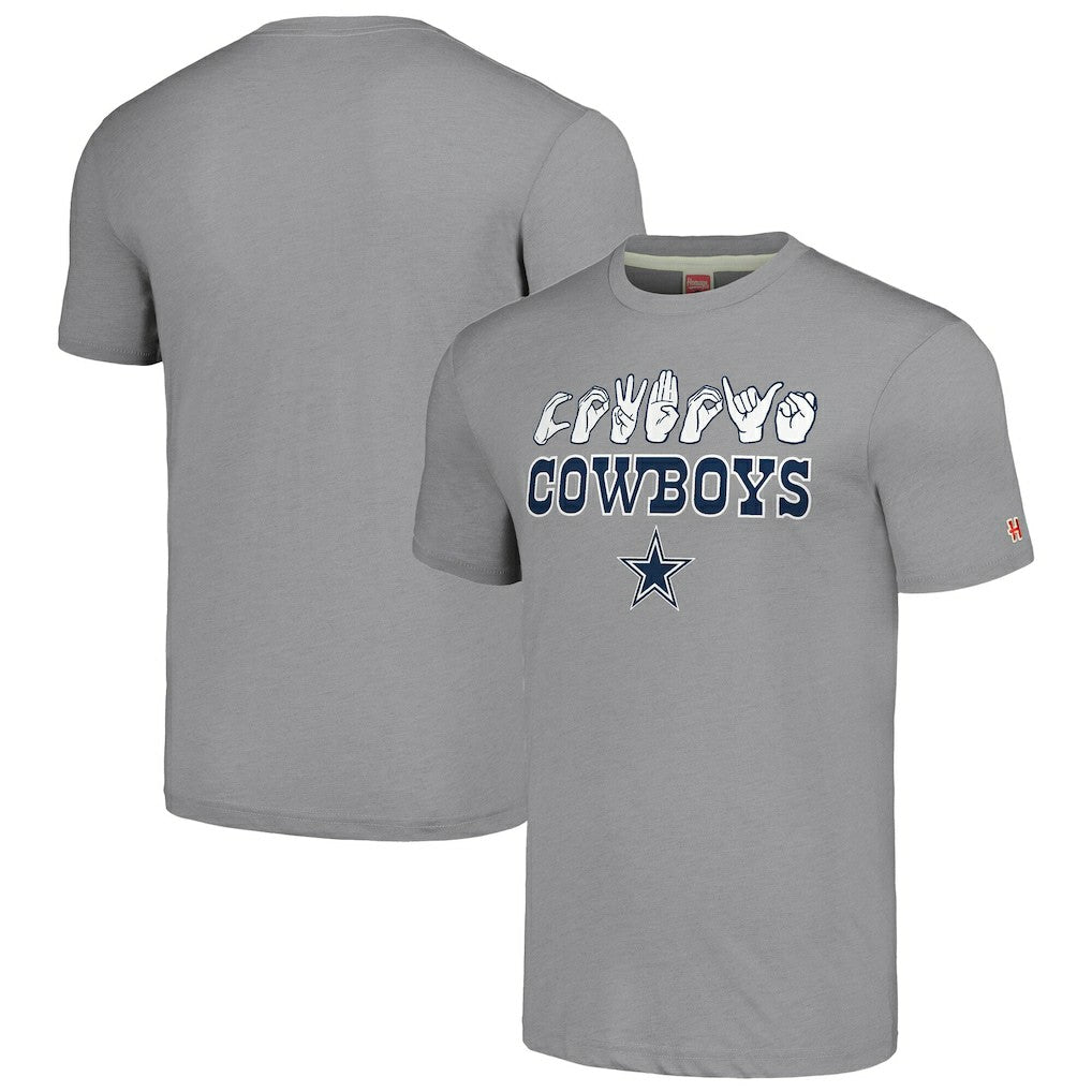 Dallas Cowboys Homage Unisex The NFL ASL Collection by Love Sign American Sign Language T-Shirt - Gray - NFL