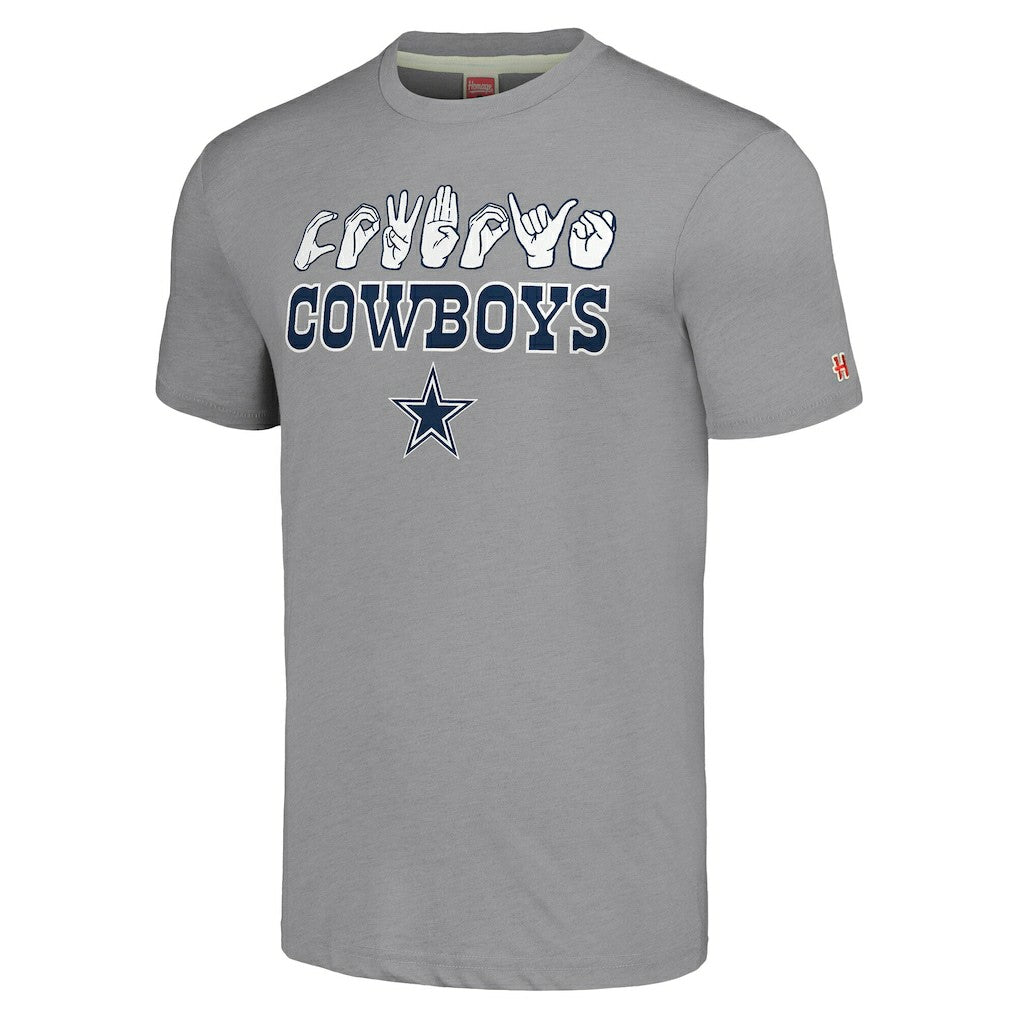 Dallas Cowboys Homage Unisex The NFL ASL Collection by Love Sign American Sign Language T-Shirt - Gray - NFL