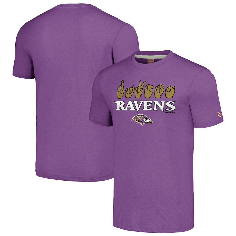 Baltimore Ravens Homage Unisex The NFL ASL Collection by Love Sign American Sign Language T-Shirt - Purple - NFL
