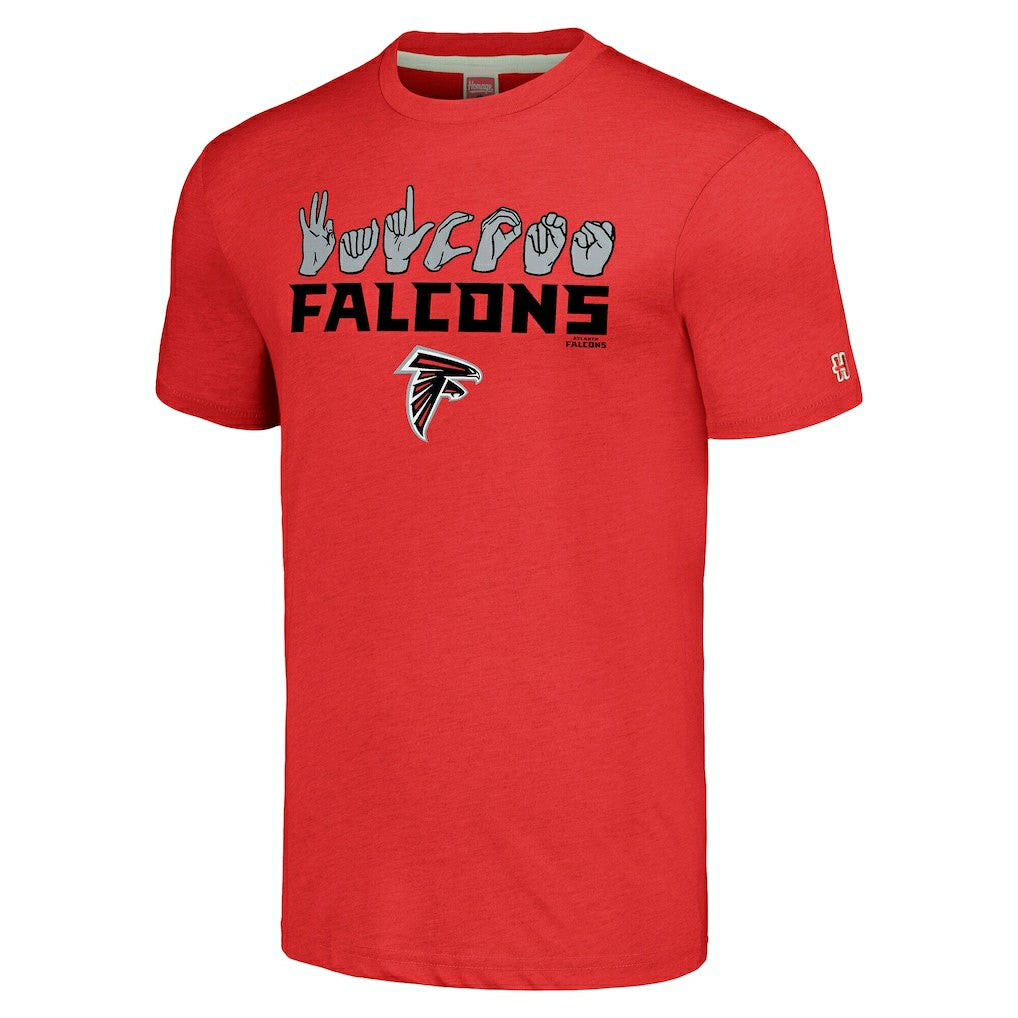 Atlanta Falcons Homage Unisex The NFL ASL Collection by Love Sign American Sign Language T-Shirt - Red - NFL