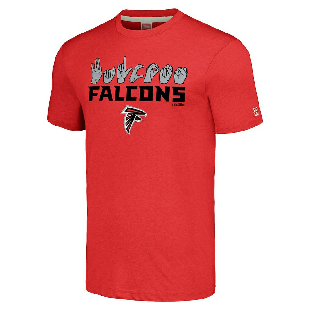 Atlanta Falcons Homage Unisex The NFL ASL Collection by Love Sign American Sign Language T-Shirt - Red - NFL