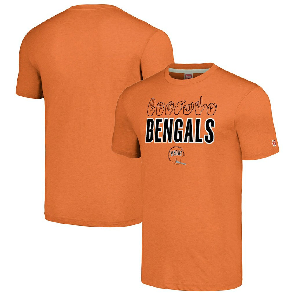 Cincinnati Bengals Homage Unisex The NFL ASL Collection by Love Sign American Sign Language T-Shirt - Orange - NFL