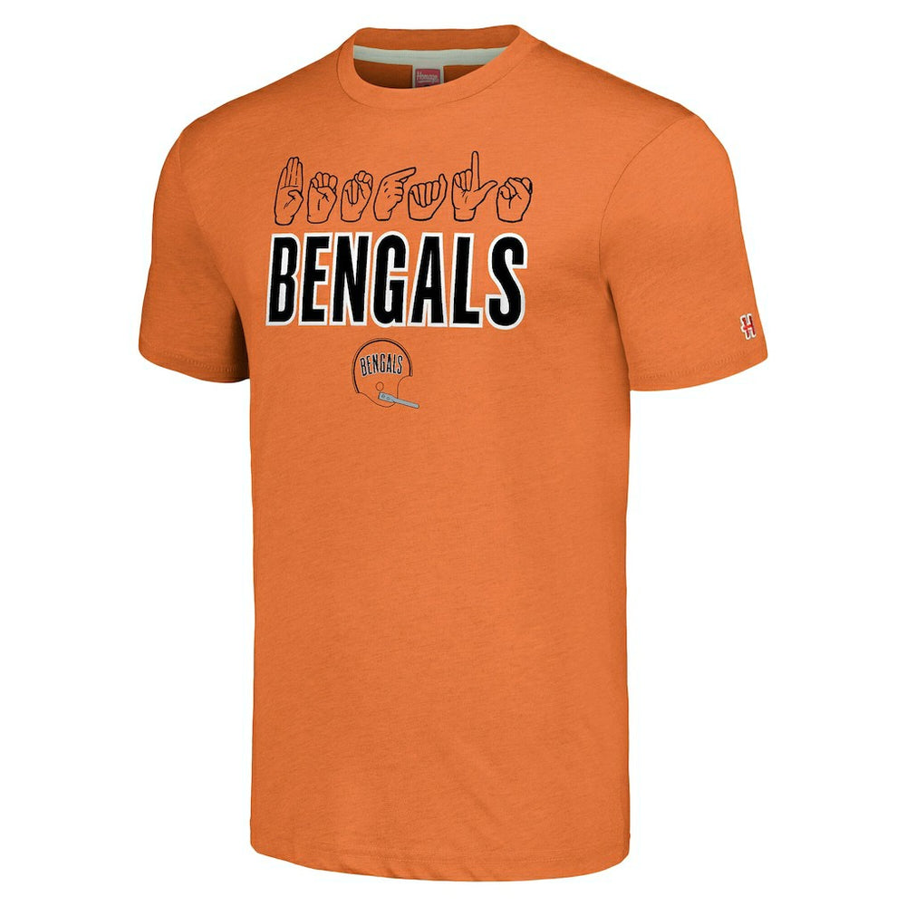 Cincinnati Bengals Homage Unisex The NFL ASL Collection by Love Sign American Sign Language T-Shirt - Orange - NFL