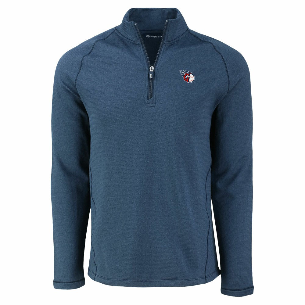 Cleveland Guardians Cutter & Buck Peshastin Eco Fleece Recycled Raglan Quarter-Zip Top for sale
