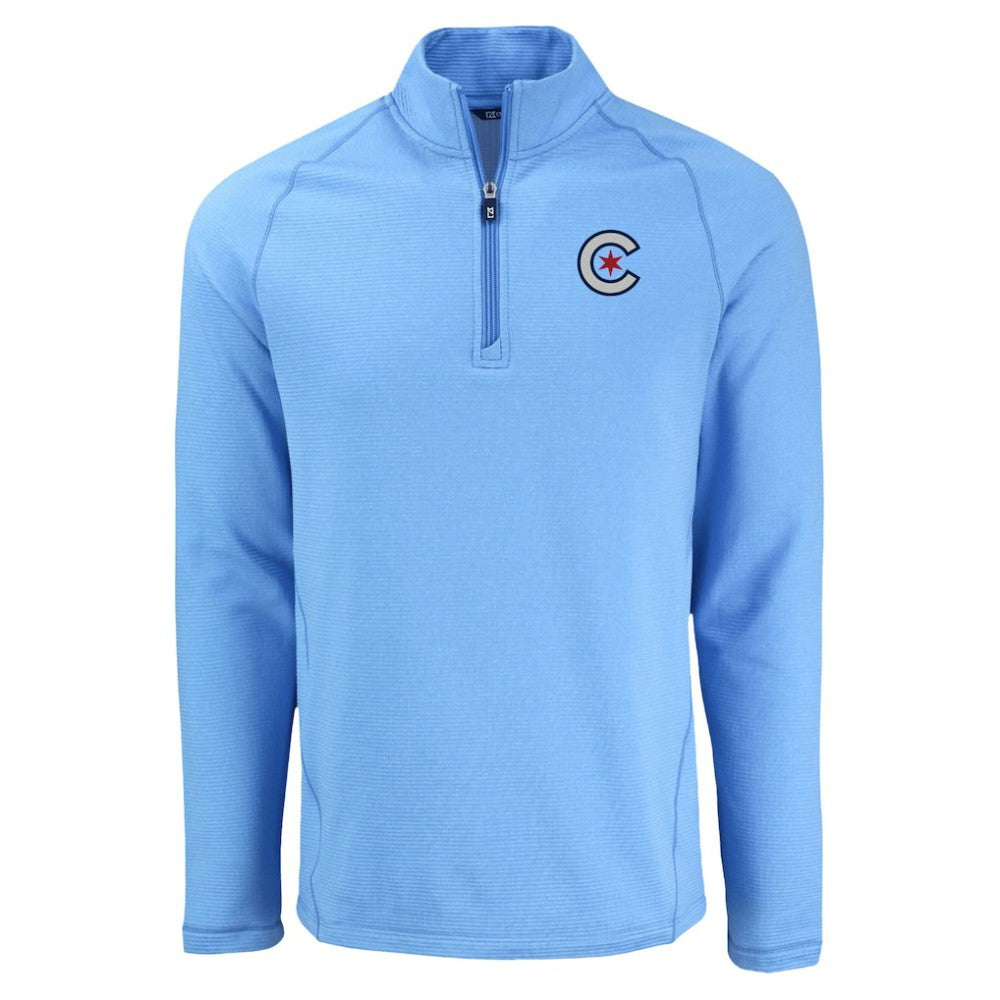 Chicago Cubs Cutter & Buck Peshastin Eco Fleece Recycled Raglan Quarter-Zip Top for sale