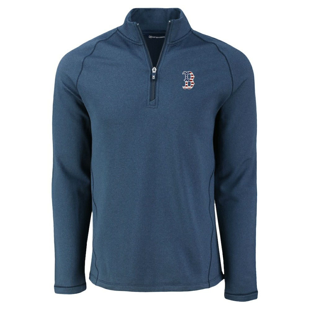 Boston Red Sox Cutter & Buck Peshastin Eco Fleece Recycled Raglan Quarter-Zip Top Discount