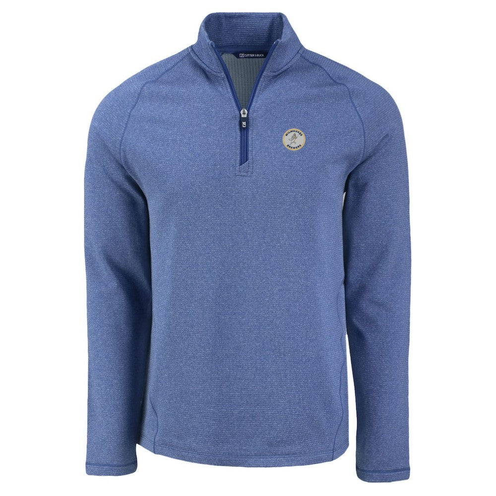 Milwaukee Brewers Cutter & Buck Peshastin Eco Fleece Recycled Raglan Quarter-Zip Top for sale