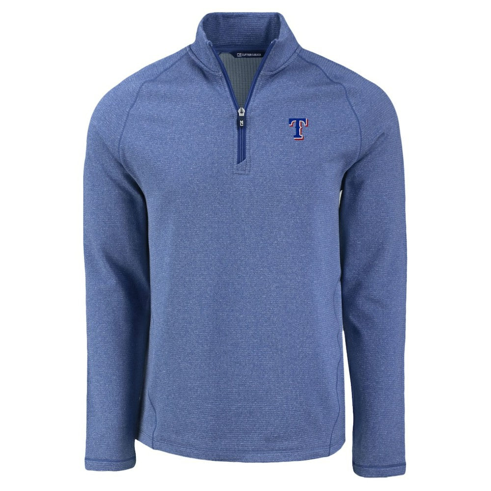 Texas Rangers Cutter & Buck Peshastin Eco Fleece Recycled Raglan Quarter-Zip Top for sale