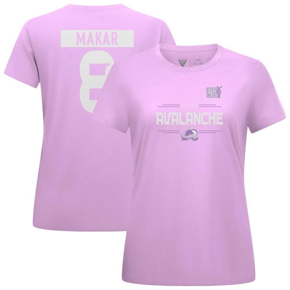 Cale Makar Colorado Avalanche Levelwear Women's Hockey Fights Cancer Anthem Name & Number T-Shirt - Lavender | NHL near me
