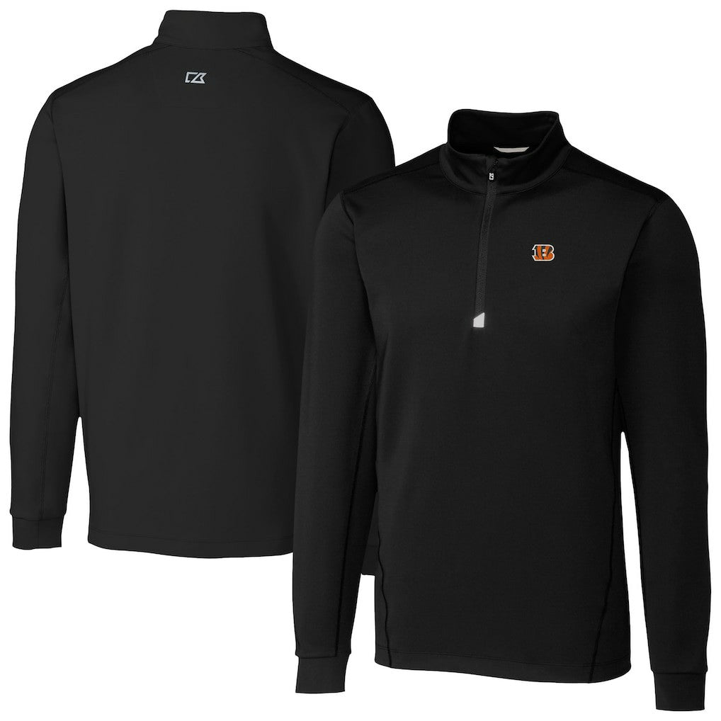 Cincinnati Bengals Cutter & Buck Traverse Stretch Quarter-Zip Top - Black - NFL