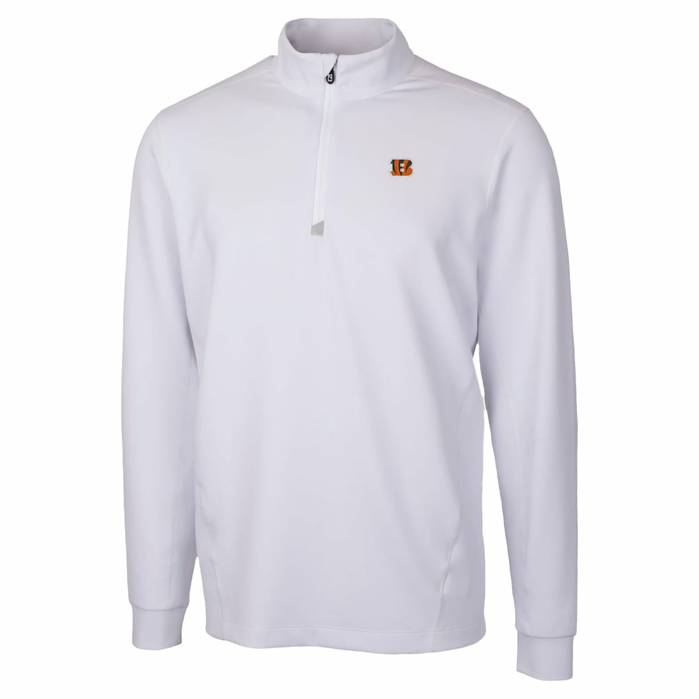 Cincinnati Bengals Cutter & Buck Traverse Stretch Quarter-Zip Top - White - NFL
