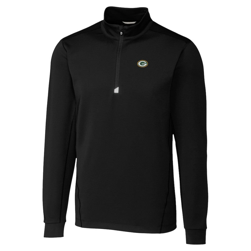 Green Bay Packers Cutter & Buck Traverse Stretch Quarter-Zip Top - Black - NFL