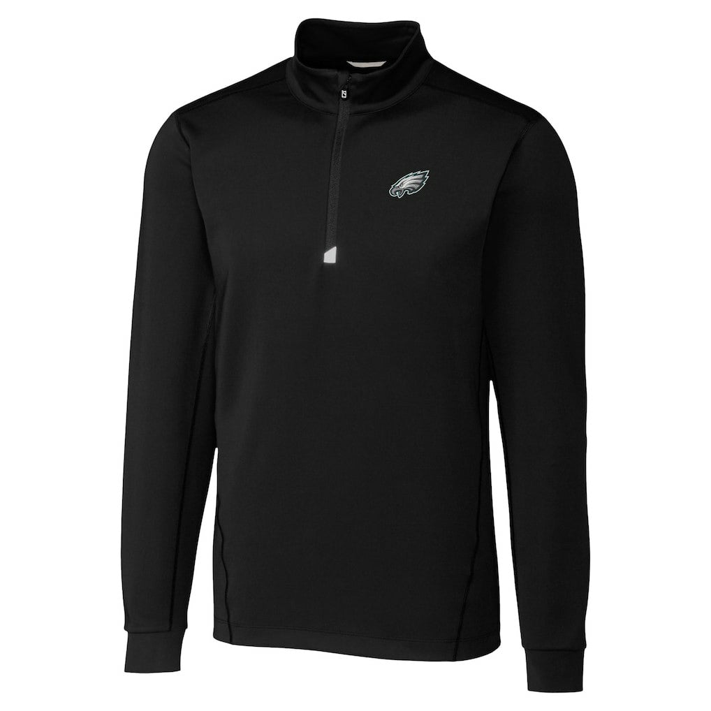Philadelphia Eagles Cutter & Buck Traverse Stretch Quarter-Zip Top - Black - NFL